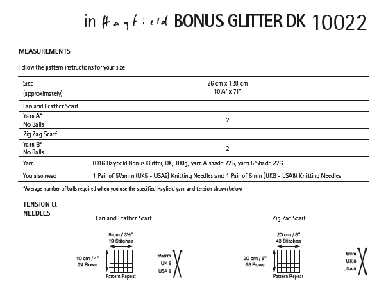Hayfield 10022 Scarf in Bonus Glitter DK (PDF) Knit in a Box