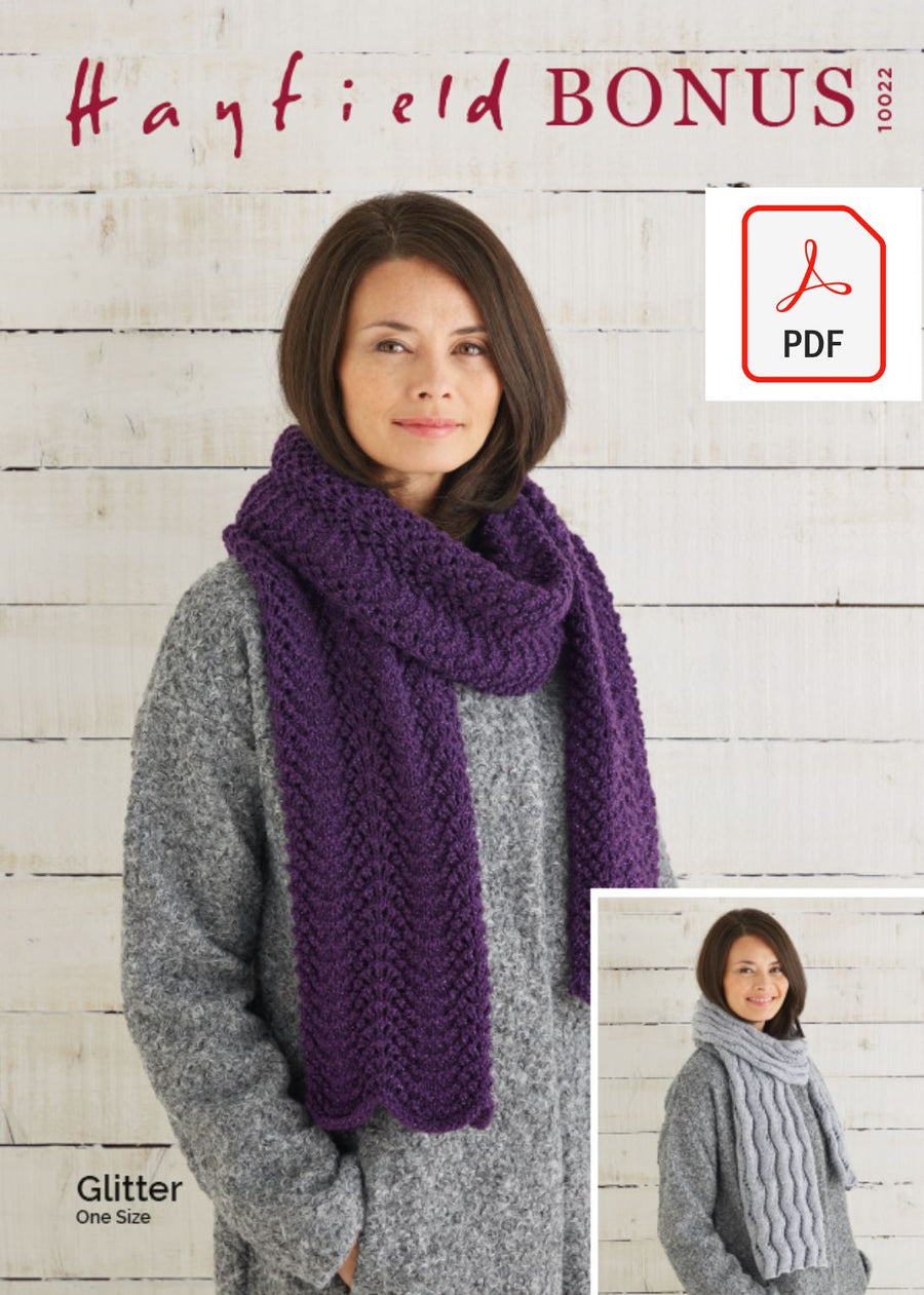 Hayfield 10022 Scarf in Bonus Glitter DK (PDF) Knit in a Box 