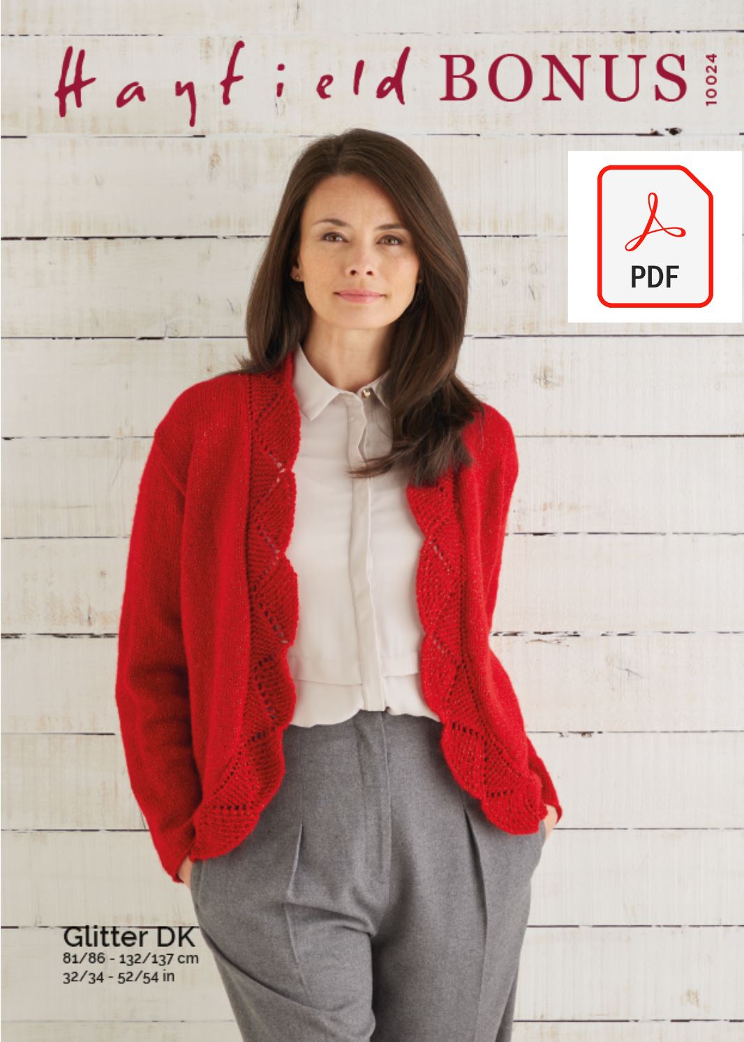 Hayfield 10024 Ladies Cardigan in Bonus DK (PDF) Knit in a Box