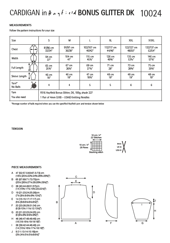 Hayfield 10024 Ladies Cardigan in Bonus DK (PDF) Knit in a Box