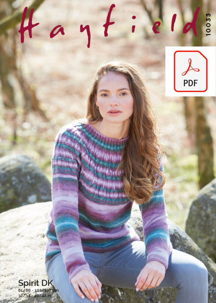 Hayfield 10033 Ladies Sweater in Hayfield Spirit DK (PDF) Knit in a Box 