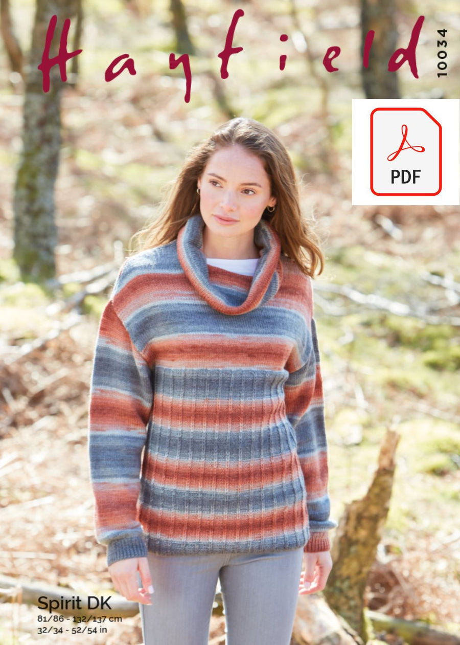 Hayfield 10034 Ladies Sweater in Hayfield Spirit DK (PDF) Knit in a Box 