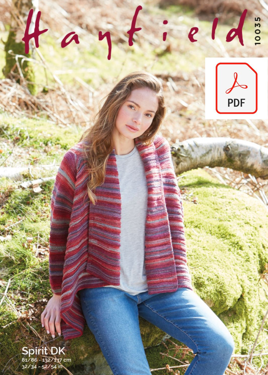 Hayfield 10035 Ladies Cardigan in Hayfield Spirit DK (PDF) Knit in a Box 