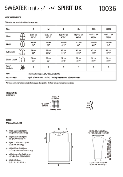 Hayfield 10036 Ladies Sweater in Hayfield Spirit DK (PDF) Knit in a Box
