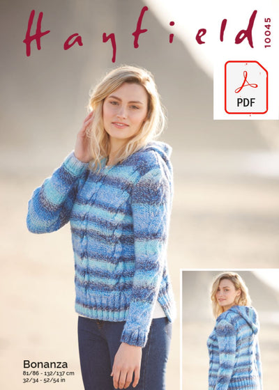 Hayfield 10045 Ladies Sweater in Hayfield Bonanza (PDF) Knit in a Box