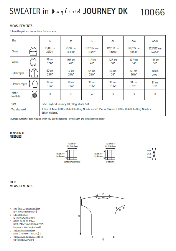 Hayfield 10066 Ladies Sweater in Hayfield Journey DK (PDF) Knit in a Box