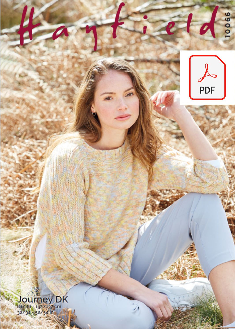 Hayfield 10066 Ladies Sweater in Hayfield Journey DK (PDF) Knit in a Box 