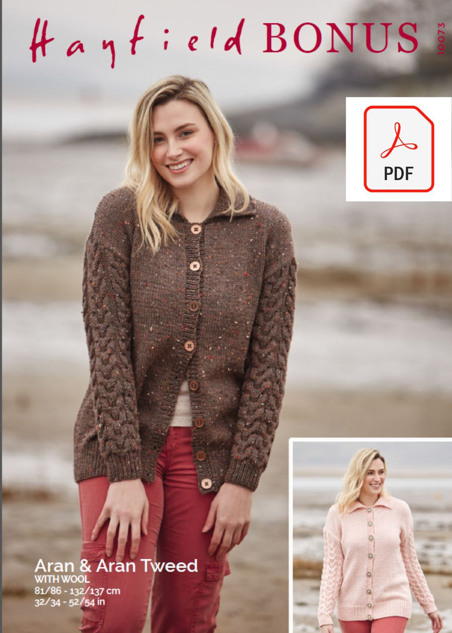 Hayfield 10073 Lady Cardigan in Hayfield Bonus Aran & Bonus Aran Tweed (PDF) Knit in a Box 
