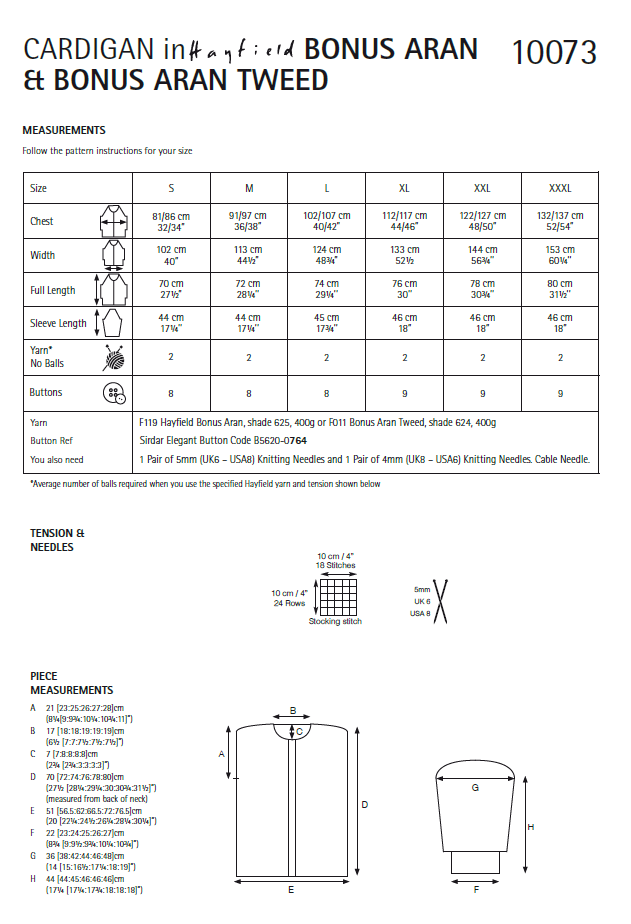 Hayfield 10073 Lady Cardigan in Hayfield Bonus Aran & Bonus Aran Tweed (PDF) Knit in a Box