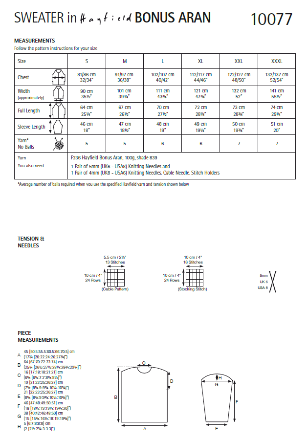 Hayfield 10077 Man Sweater in Hayfield Bonus Aran (PDF) Knit in a Box