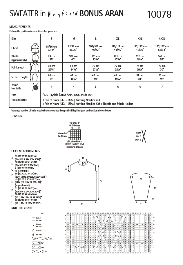 Hayfield 10078 Man Sweater in Hayfield Bonus Aran (PDF) Knit in a Box