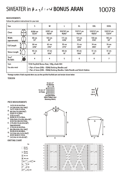 Hayfield 10078 Man Sweater in Hayfield Bonus Aran (PDF) Knit in a Box