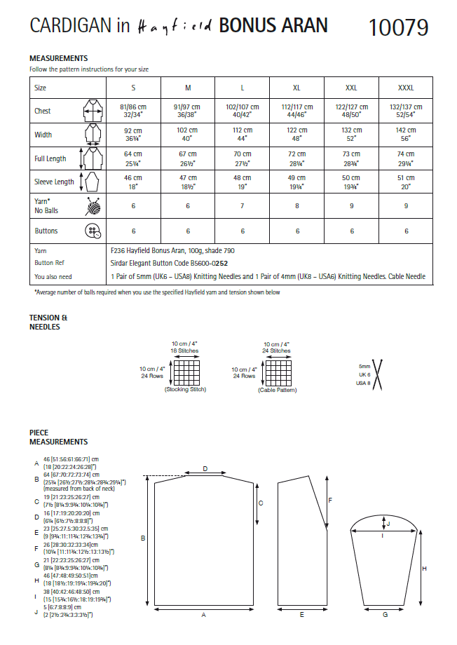 Hayfield 10079 Man Cardigan in Hayfield Bonus Aran (PDF) Knit in a Box
