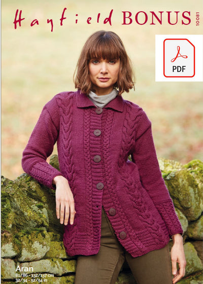 Hayfield 10081 Ladies Jacket in Hayfield Bonus Aran (PDF) Knit in a Box