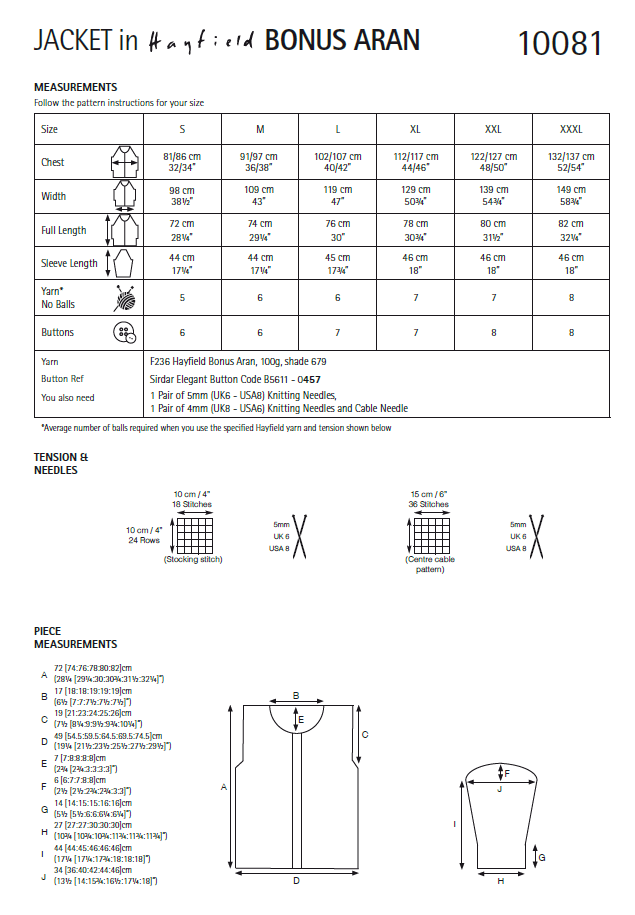 Hayfield 10081 Ladies Jacket in Hayfield Bonus Aran (PDF) Knit in a Box