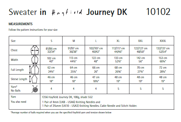 Hayfield 10102 Ladie Sweater in Journey DK (PDF) Knit in a Box