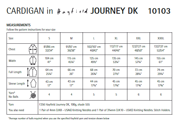 Hayfield 10103 Ladie Cardigan in Journey DK (PDF) Knit in a Box