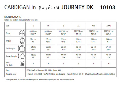 Hayfield 10103 Ladie Cardigan in Journey DK (PDF) Knit in a Box