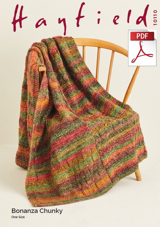 Hayfield 10110 Throw in Bonanza Chunky (PDF) Knit in a Box 