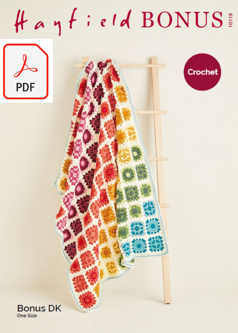 Hayfield 10119 Crochet Blanket in Bonus DK (PDF) Knit in a Box 