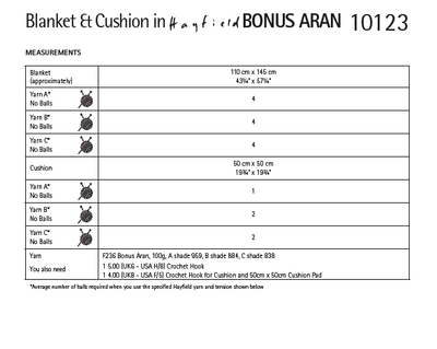 Hayfield 10123 Crochet Blanket & Cushion in Bonus Aran (PDF) Knit in a Box