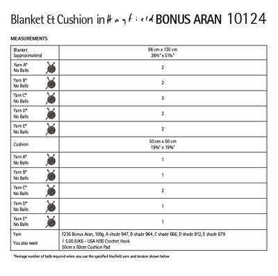 Hayfield 10124 Crochet Blanket & Cushion in Bonus Aran (PDF) Knit in a Box