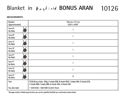 Hayfield 10126 Crochet Blanket in Bonus Aran (PDF) Knit in a Box