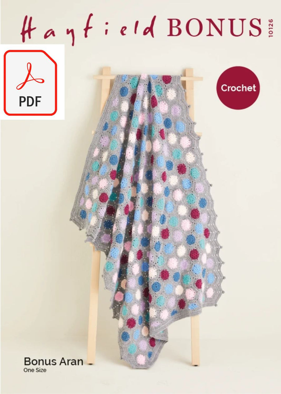 Hayfield 10126 Crochet Blanket in Bonus Aran (PDF) Knit in a Box 