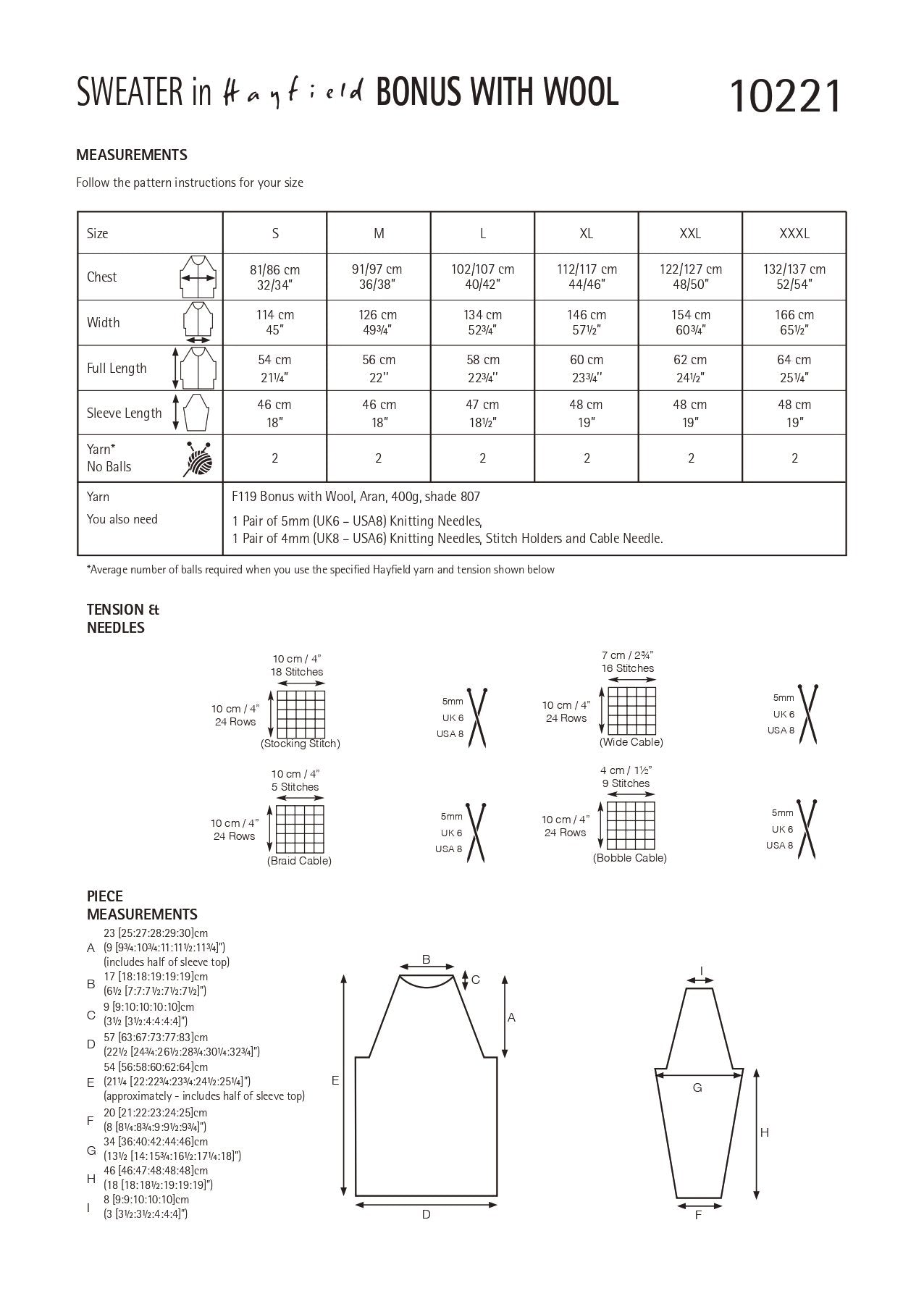 Hayfield 10221 Bonus Aran with Wool (PDF) Knit in a Box