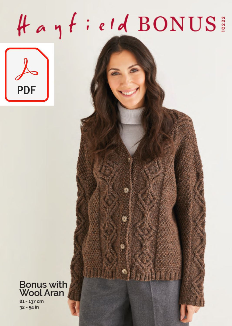 Hayfield 10222 Bonus Aran with Wool (PDF) Knit in a Box 