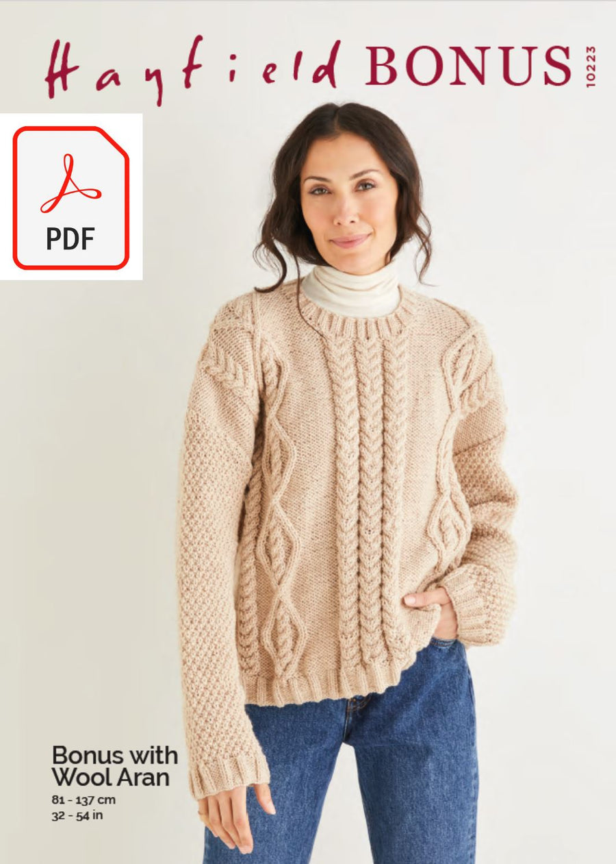 Hayfield 10223 Bonus Aran with Wool (PDF) Knit in a Box 