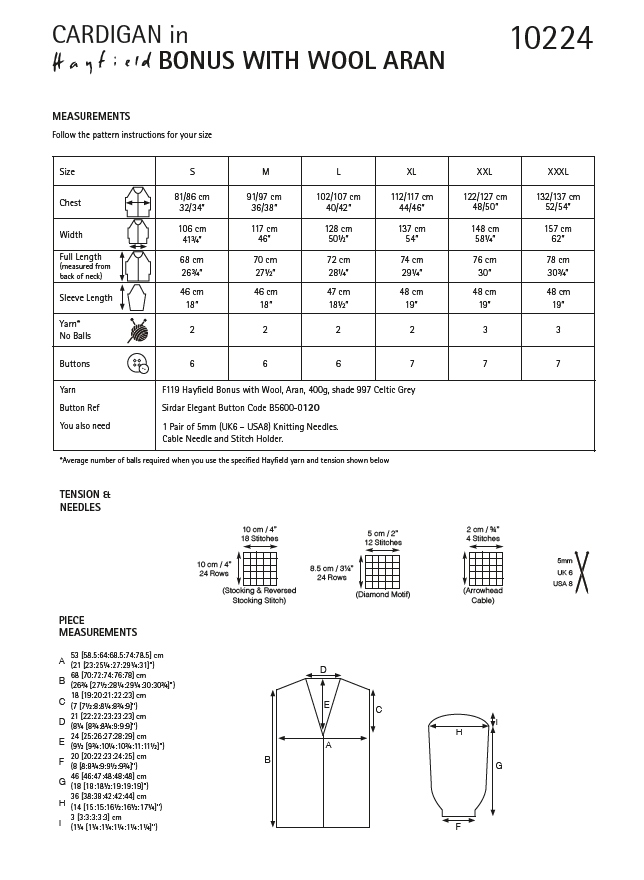 Hayfield 10224 Bonus Aran with Wool (PDF) Knit in a Box