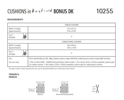 Hayfield 10255 Cushions in Bonus DK (PDF) Knit in a Box