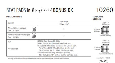 Hayfield 10260 Seat Pads in Bonus DK (PDF) Knit in a Box