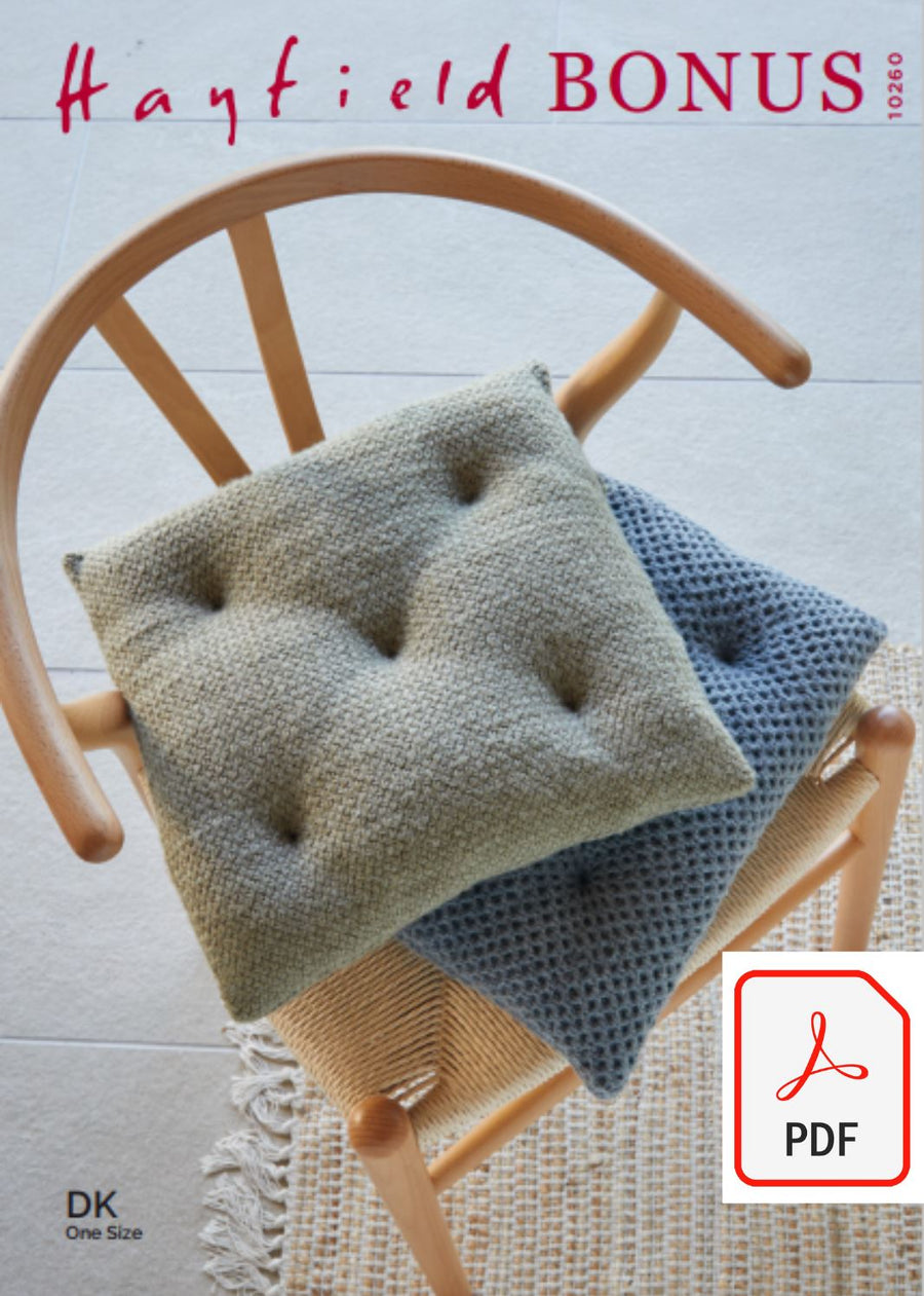 Hayfield 10260 Seat Pads in Bonus DK (PDF) Knit in a Box 