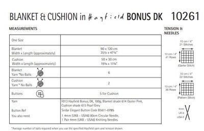 Hayfield 10261 Blanket and Cushion in Bonus DK (PDF) Knit in a Box