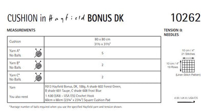 Hayfield 10262 Cushion in Bonus DK (PDF) Knit in a Box