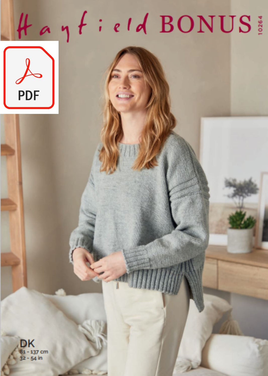 Hayfield 10264 Sweater in Bonus DK (PDF) Knit in a Box 