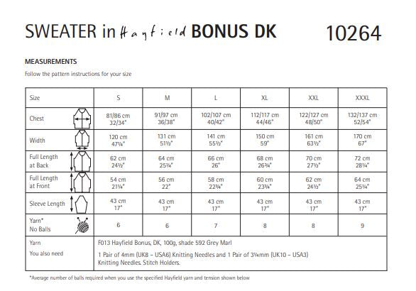 Hayfield 10264 Sweater in Bonus DK (PDF) Knit in a Box