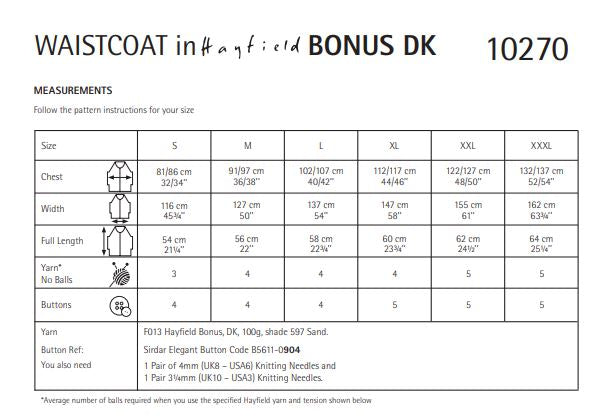 Hayfield 10270 Waistcoat in Bonus DK (PDF) Knit in a Box