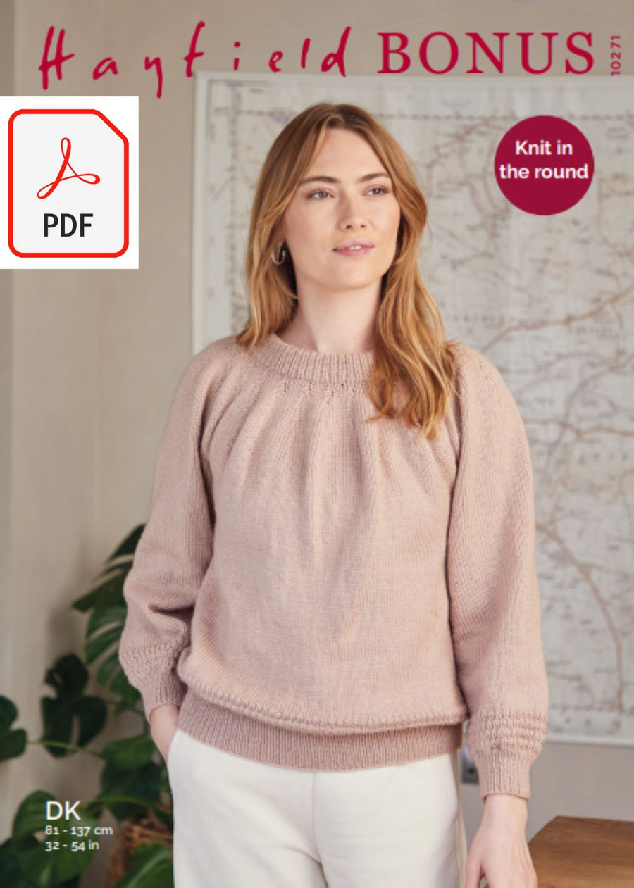 Hayfield 10271 Sweater in Bonus DK (PDF) Knit in a Box 