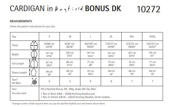 Hayfield 10272 Cardigan in Bonus DK (PDF) Knit in a Box