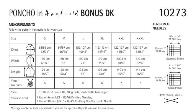 Hayfield 10273 Poncho in Bonus DK (PDF) Knit in a Box