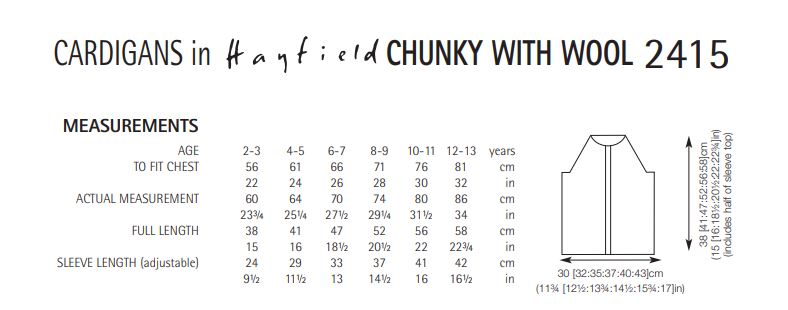 Hayfield 2415 Cardigans in Chunky with Wool (PDF) Knit in a Box