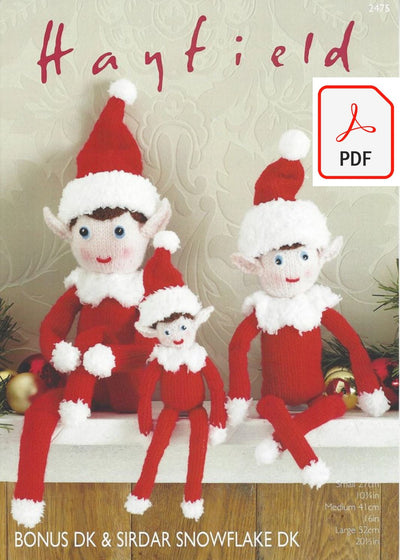 Hayfield 2475 Christmas Elves in Bonus DK and Sirdar Snowflake DK (PDF) Knit in a Box