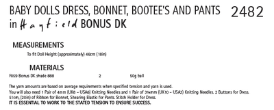Hayfield 2482 Baby Dolls Dress, Bonnet, Bootee´s and Pants in Bonus DK (PDF) Knit in a Box