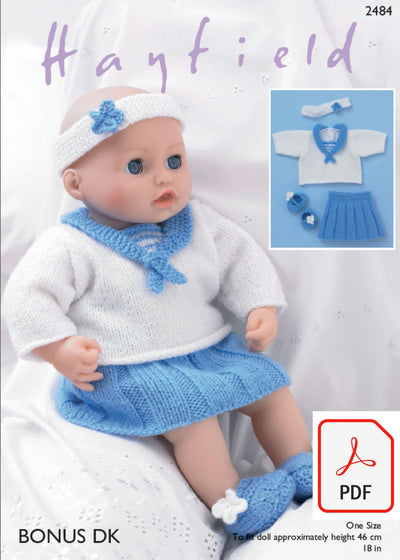 Hayfield 2484 Baby Dolls Sailor Top, Skirt, Pants, Schoe´s and Headband in Bonus DK (PDF) Knit in a Box