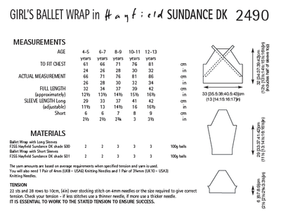 Hayfield 2490 Girl´s Ballet Wrap in Sundance DK (PDF) Knit in a Box