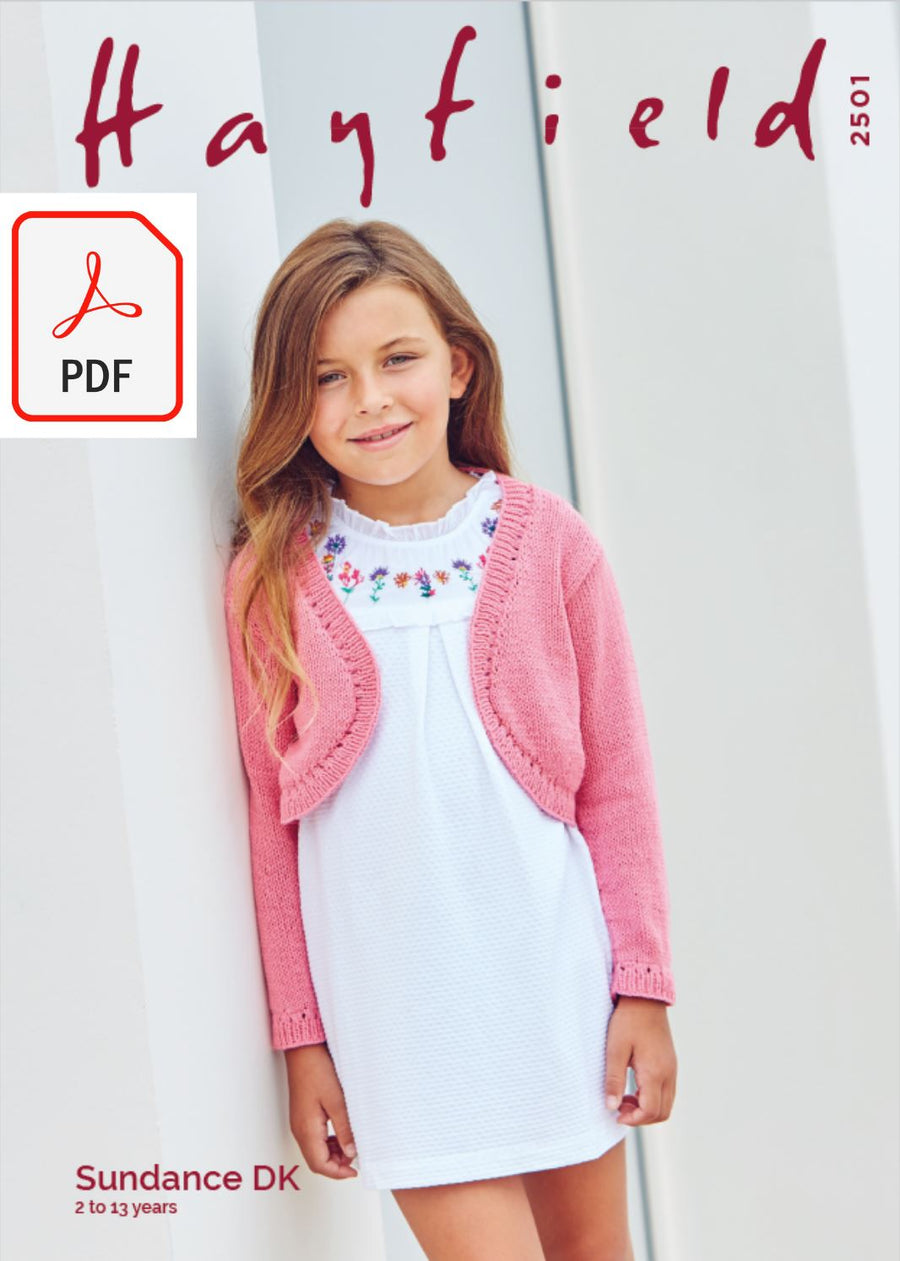 Hayfield 2501 Children's Bolero in Sundance DK (PDF) Knit in a Box 