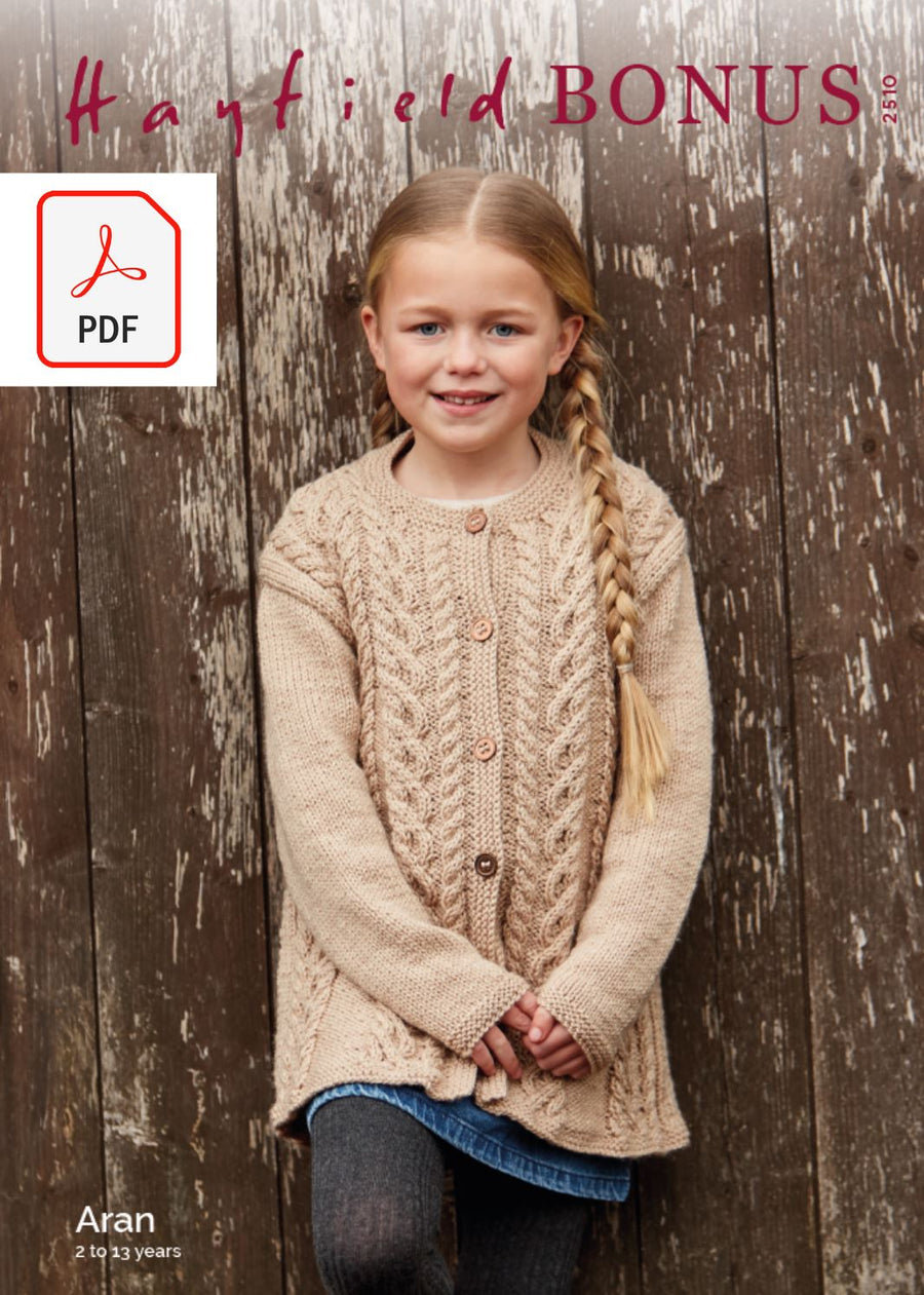 Hayfield 2510 Girl Coat in Hayfield Bonus Aran (PDF) Knit in a Box 